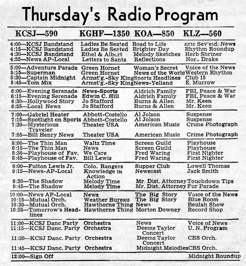 03-02 1948-1949 KGHF radio schedule